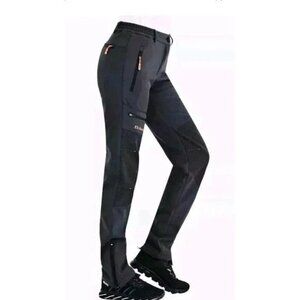 POSTROPAKY BLACK GRAY INSULATED OUTDOOR SKI SNOW HIKING PANTS EX-STRETCH 12 TALL